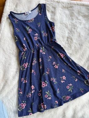 Speechless Navy Dress with Pink Floral Print